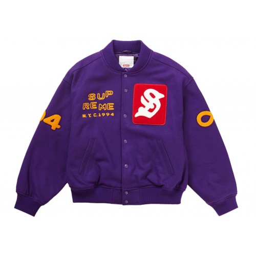 Оригинальный шмот Supreme Tourist Varsity Jacket Purple - 70см