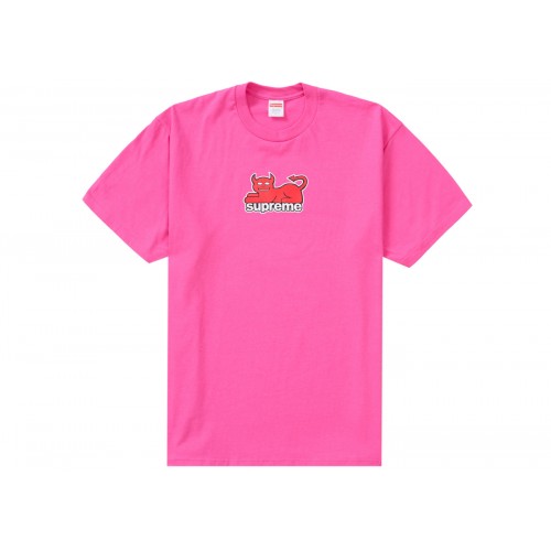Оригинальный шмот Supreme Toy Machine Devil Cat Tee Fuchsia
