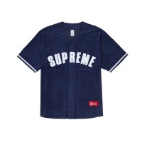 Supreme Ultrasuede Mesh Baseball Jersey Navy