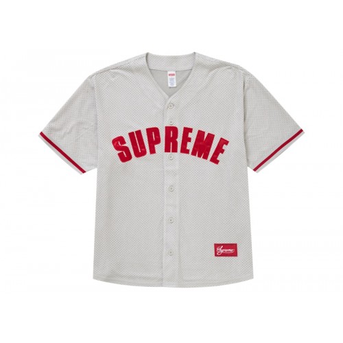 Оригинальный шмот Supreme Ultrasuede Mesh Baseball Jersey Grey
