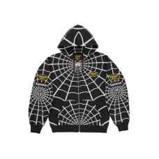 Supreme Vanson Leathers Spider-Man Zip Up Hooded Sweatshirt Black
