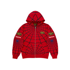 Supreme Vanson Leathers Spider-Man Zip Up Hooded Sweatshirt Red