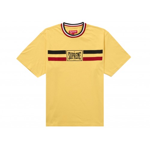 Оригинальный шмот Supreme Warm Up Stripe S/S Top Yellow