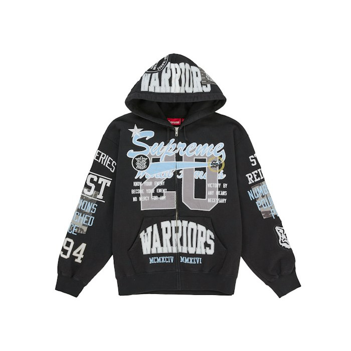 Худи Supreme Warriors Applique Zip Up Hooded Sweatshirt Black Худи Supreme Warriors Applique Zip Up Hooded Sweatshirt Black
