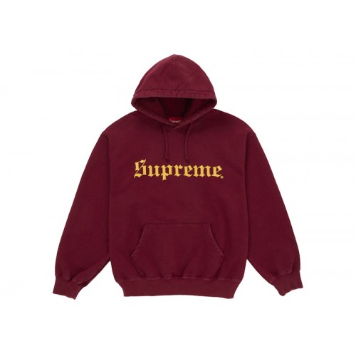 Supreme Washed Old English Hooded Sweatshirt Cardinal