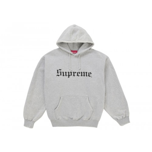 Supreme Washed Old English Hooded Sweatshirt Heather Grey