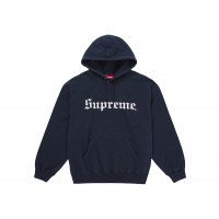 Supreme Washed Old English Hooded Sweatshirt Navy