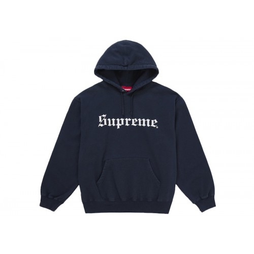 Supreme Washed Old English Hooded Sweatshirt Navy