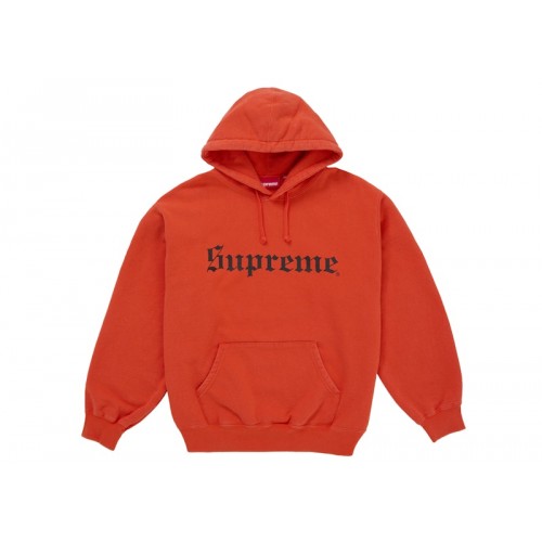 Supreme Washed Old English Hooded Sweatshirt Orange