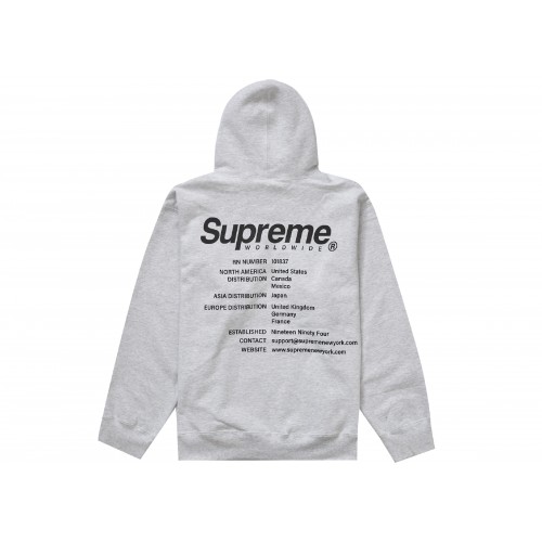 Оригинальный шмот Supreme Worldwide Hooded Sweatshirt Ash Grey