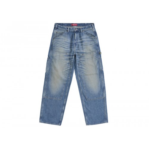 Supreme Worn Double Knee Denim Painter Jean Washed Indigo
