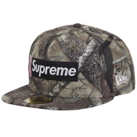 Supreme x New Era Breast Cancer Awareness Box Logo Fitted Hat Woodland Camo