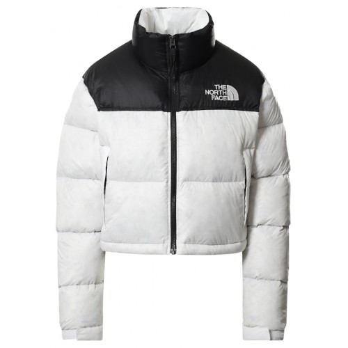 The North Face Womens Nuptse 700 Fill Short Jacket TNF White-TNF Black