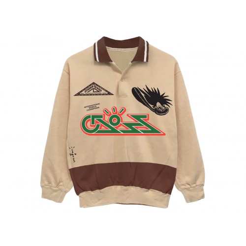 Оригинальный шмот Travis Scott Cactus Jack Cross Rugby Sweater Tan/Brown
