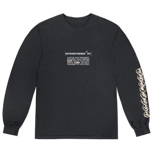 Оригинальный шмот Travis Scott Cactus Jack For Fragment Logo L/S T-shirt Washed Black