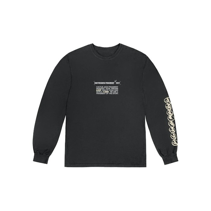Лонгслив Travis Scott Cactus Jack For Fragment Logo L/S T-shirt Washed Black Лонгслив Travis Scott Cactus Jack For Fragment Logo L/S T-shirt Washed Black