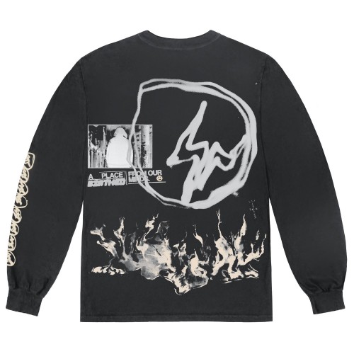 Оригинальный шмот Travis Scott Cactus Jack For Fragment Logo L/S T-shirt Washed Black