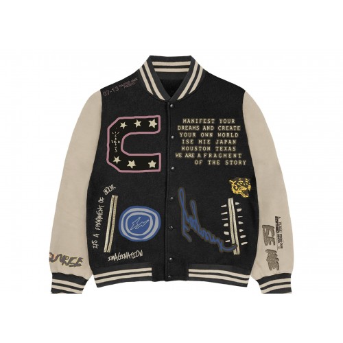 Оригинальный шмот Travis Scott Cactus Jack For Fragment Manifest Letterman Jacket Brown/Cream