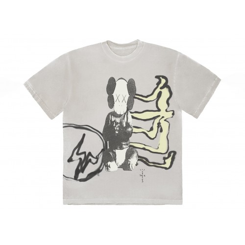 Оригинальный шмот Travis Scott Cactus Jack + Kaws For Fragment Tee Aged Yellow