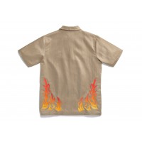 Travis Scott Cactus Jack x Jordan Button Down Shirt Khaki/University Red