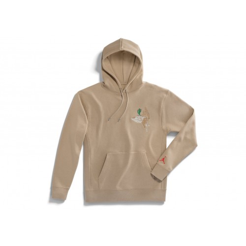 Оригинальный шмот Travis Scott Cactus Jack x Jordan Pullover Hoodie Khaki/University Red