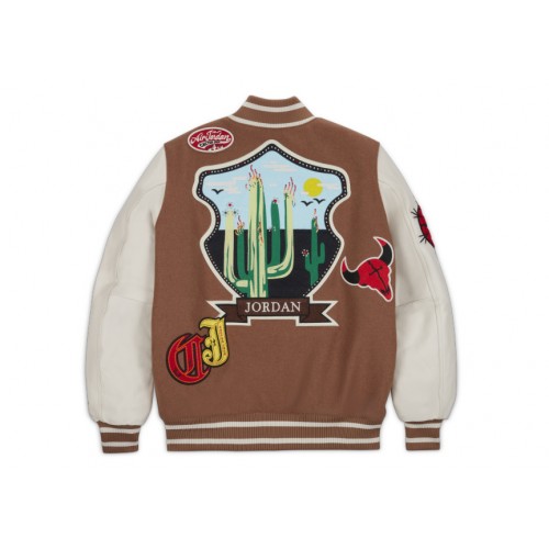 Оригинальный шмот Travis Scott x Jordan Varsity Jacket Antique Brown