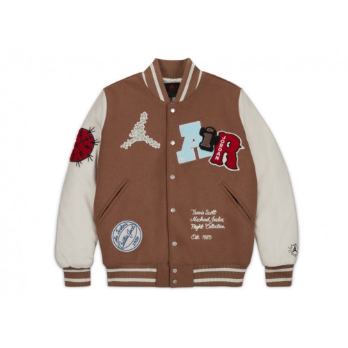 Оригинальный шмот Travis Scott x Jordan Varsity Jacket Antique Brown