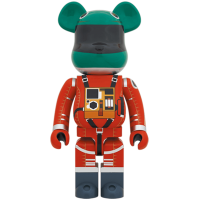 Большая фигурка (70см) Bearbrick 2001: a space odyssey Space Suit Green Helmet & Orange Suit 1000%
