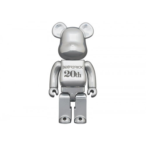 Фигурка оригинальная Bearbrick 20th Anniversary 400% Chrome Ver. - 28см.