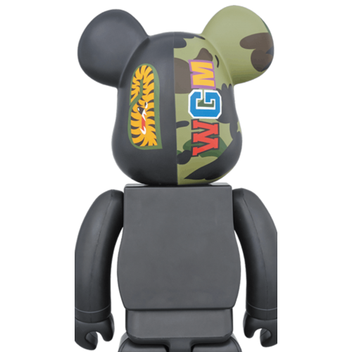 Оригинальная фигурка Bearbrick A Bathing Ape 1st Camo Shark 400% Black - 28см