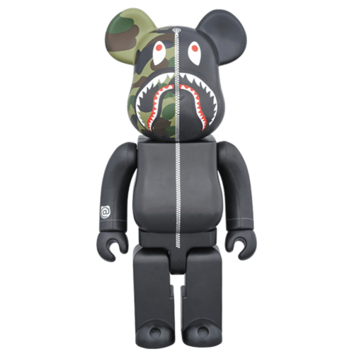 Оригинальная фигурка Bearbrick A Bathing Ape 1st Camo Shark 400% Black - 28см