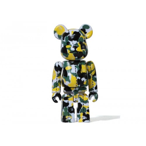 Оригинальный набор фигурок Bearbrick A Bathing Ape 28th Anniversary Camo #1 100% Green/Yellow - 7см
