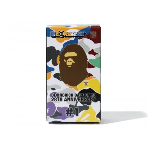 Оригинальный набор фигурок Bearbrick A Bathing Ape 28th Anniversary Camo #1 100% Purple/Grey - 7см