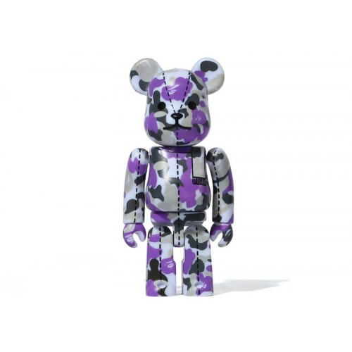 Оригинальный набор фигурок Bearbrick A Bathing Ape 28th Anniversary Camo #1 100% Purple/Grey - 7см