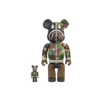 Набор фигурок (7см и 28см) Bearbrick x BAPE ABC Camo Shark 100% & 400% Set Clear Green