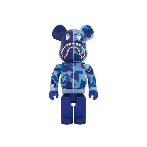 Оригинальная большая фигурка Bearbrick x BAPE ABC Camo Shark 1000% Clear Blue - 70см