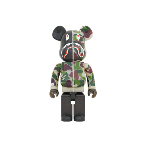 Оригинальная большая фигурка Bearbrick x BAPE ABC Camo Shark 1000% Clear Green - 70см