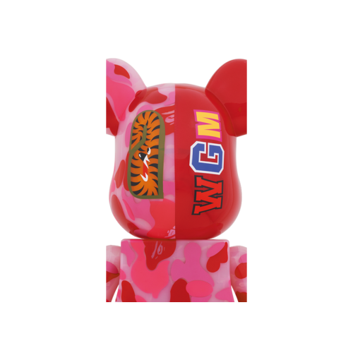 Оригинальная большая фигурка Bearbrick x BAPE ABC Camo Shark 1000% Clear Red - 70см