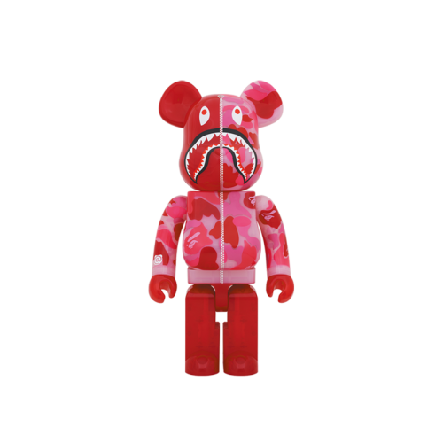 Оригинальная большая фигурка Bearbrick x BAPE ABC Camo Shark 1000% Clear Red - 70см