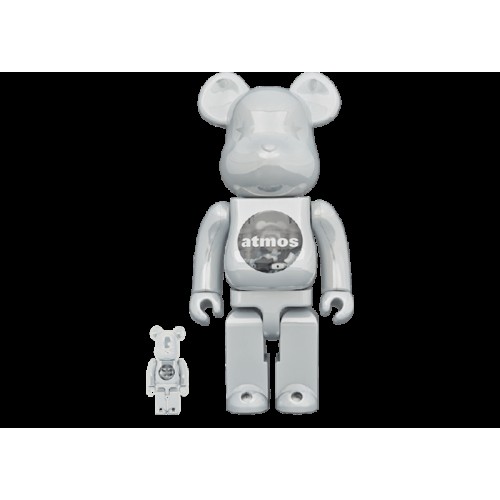 Набор из двух фигурок Bearbrick atmos 100% & 400% Set White Chrome - 7см и 28см.