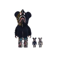 Bearbrick Bape Legacy Camo Shark 100% & 400% Set Navy