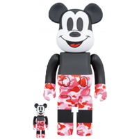 Набор фигурок (7см и 28см) Bearbrick BAPE Mickey Mouse 100% & 400% Set Black/Red Camo