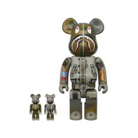 Набор фигурок (7см и 28см) Bearbrick Bape (R) x Alpha Camo Shark 2023 100% & 400% Set