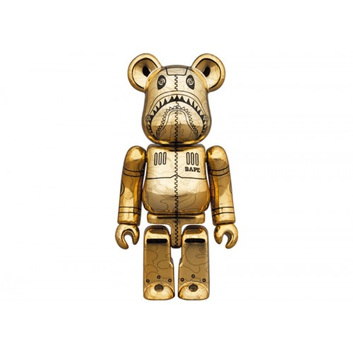 Оригинальный набор фигурок Bearbrick x BAPE x Hajime Sorayama Camo Shark 100% & 400% Set Gold - 7см и 28см