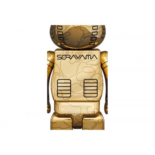 Оригинальный набор фигурок Bearbrick x BAPE x Hajime Sorayama Camo Shark 100% & 400% Set Gold - 7см и 28см
