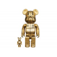 Набор фигурок (7см и 28см) Bearbrick x BAPE x Hajime Sorayama Camo Shark 100% & 400% Set Gold