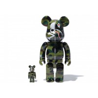 Набор фигурок (7см и 28см) Bearbrick BAPE x Mastermind 100% & 400% Set Green Camo