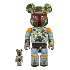 Набор фигурок (7см и 28см) Bearbrick BAPE x STAR WARS BOBA FETT 100% & 400% Set