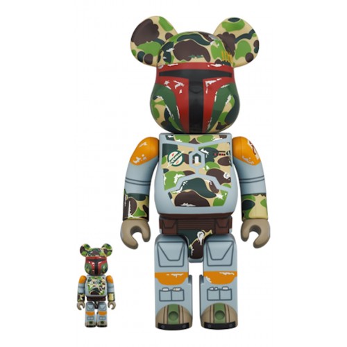 Оригинальный набор фигурок Bearbrick BAPE x STAR WARS BOBA FETT 100% & 400% Set - 7см и 28см