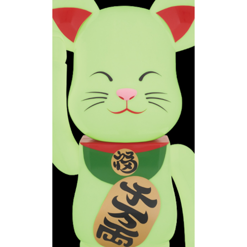 Оригинальная большая фигурка Bearbrick Beckoning Cat Luminous 1000% White - 70см